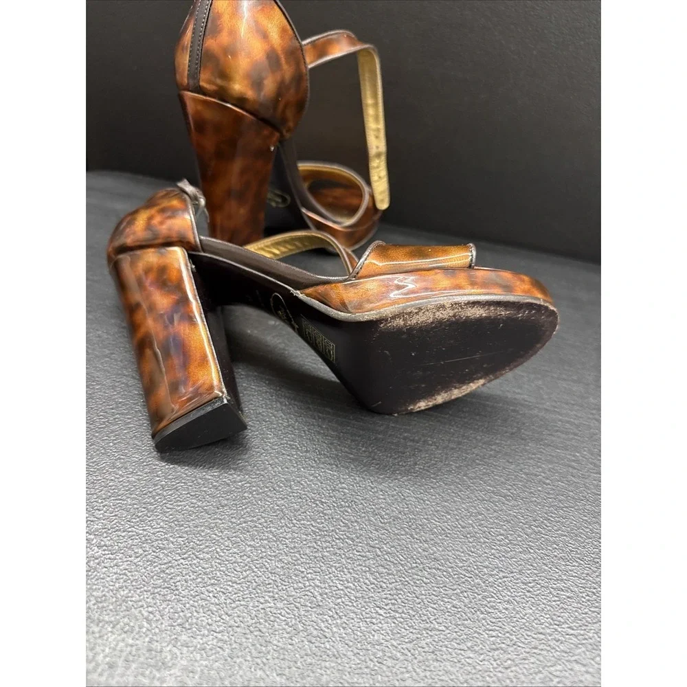 PRADA Metallic Brown / Copper Patent Leather Heels Shoes Size 40